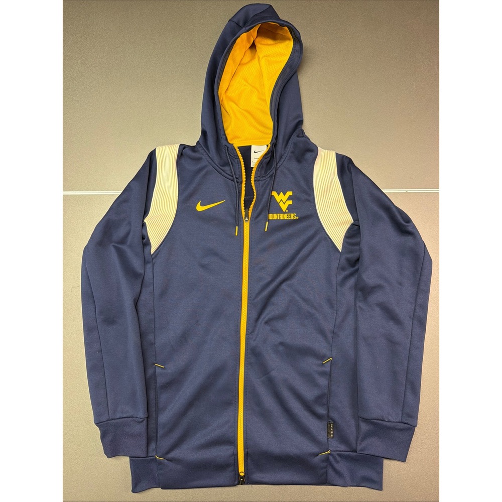 Nike West Virginia Mountaineers WVU Full Zip Hooded Jacket Sz S On Field Thermal